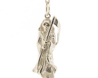 Sterling Silver Grim Reaper Pendant & Chain