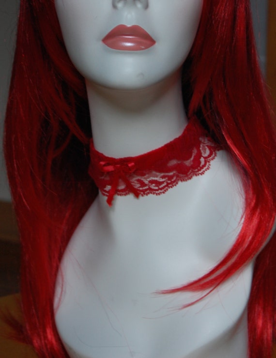Red Lace Choker with Bow