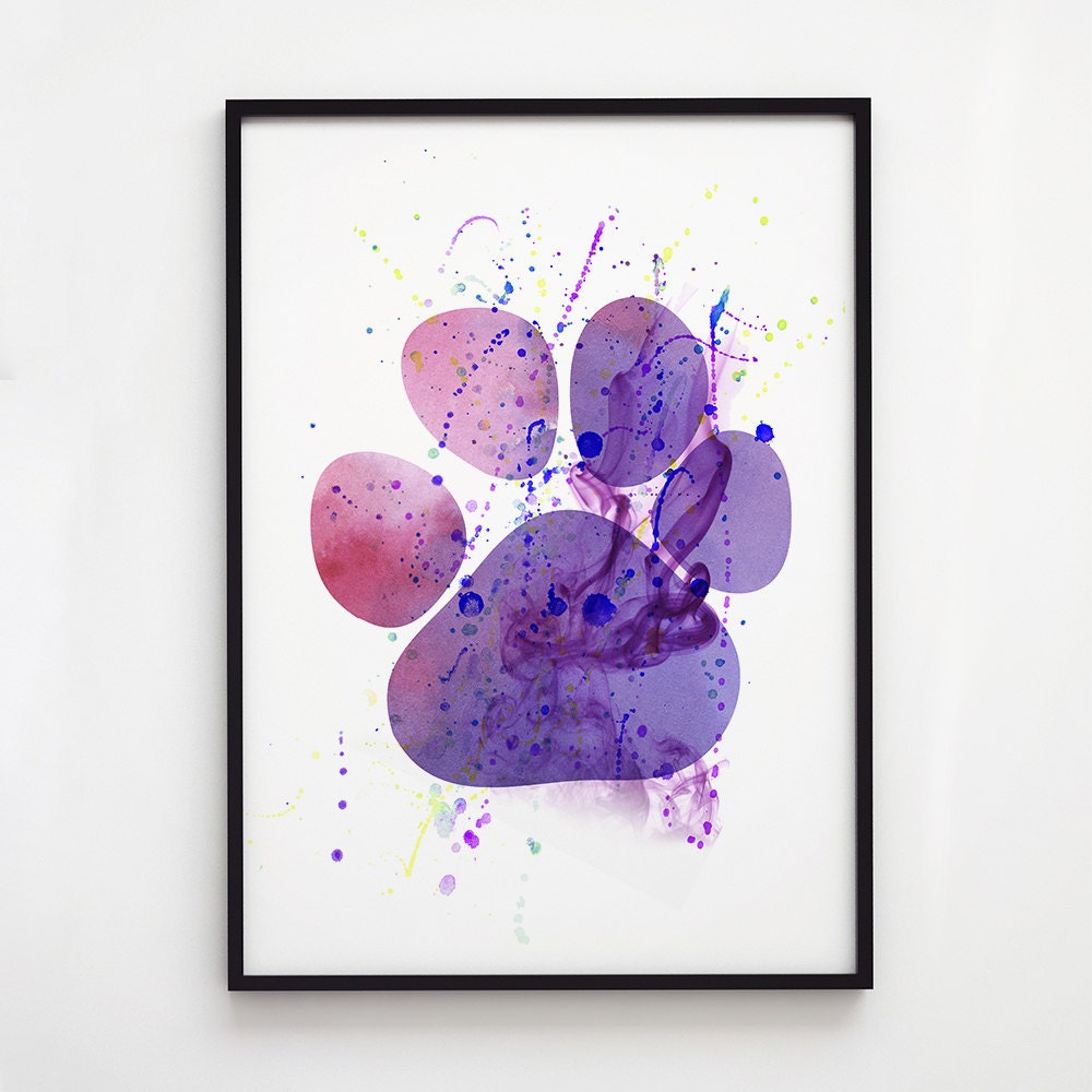 Cat paw print Cat lover gift Watercolor art by TheSplashOfColors