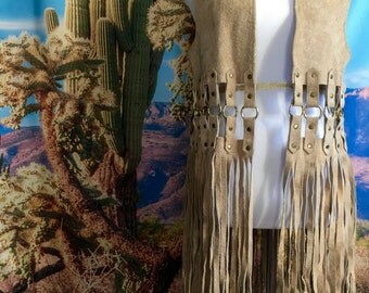 70s Leather Fringe Vest