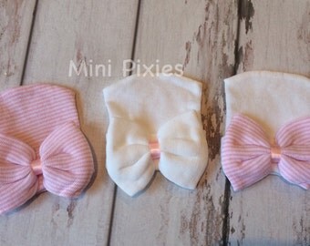 NEWBORN hospital hat, newborn hat, baby girl hat, pink and white hospital hat, hospital hat
