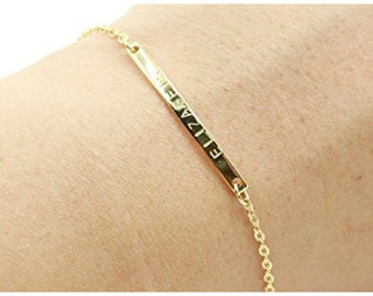 Gold Bar Bracelet, Engraved Bracelet, Name Plate, Bridesmaid Jewelry, Initial Bracelet, Gold Fill Sterling Silver, Personalize bracelet