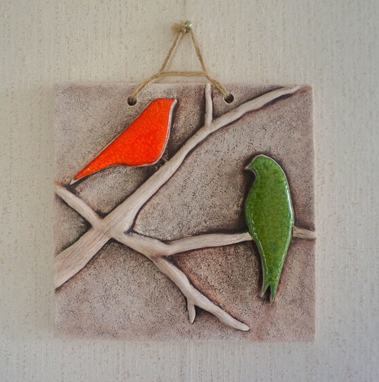 Handmade Ceramic Birds Wall Hanging by VanilyaCeramics on Etsy