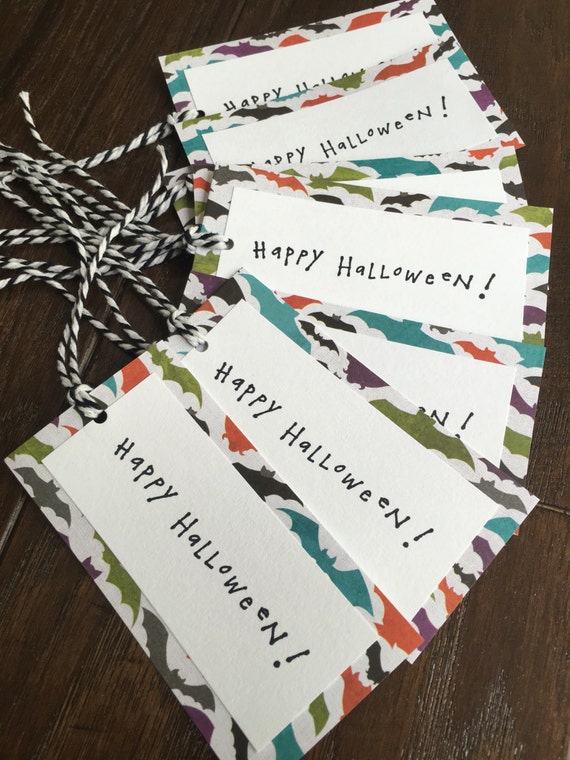 Set of 8 Halloween Bat Holiday Gift Tags handmade and hand