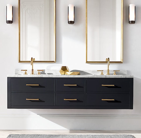 Solid wood bathroom Vanity blackgold Any by TheBigTableCompany