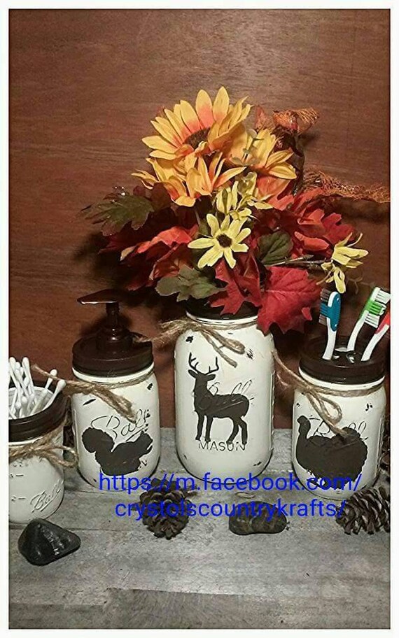 Hunting theme bathroom set buck deer turkey and squirrel