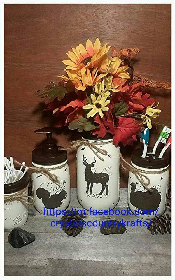 Hunting theme bathroom set buck deer turkey and squirrel