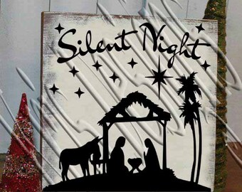 Silent Night Nativity Scene JPG PNG SVG