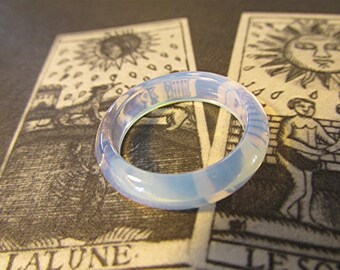 Moonstone ring solid gemstone band solid gemstone ring moonstone band solid moonstone ring Witchcraft Wicca pagan healing gift.