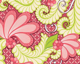 Fabric, Feather Scroll Pink, Cotton Fabric, Fabric by the Yard, Pink Fabric, Quilting Fabric, Fat Quarter, Fabric, Feathers and Flourishes
