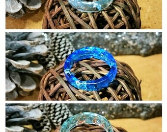 Resin - faceted ring with metal flakes in different versions, ring size: 15 (191,192,193) - resin