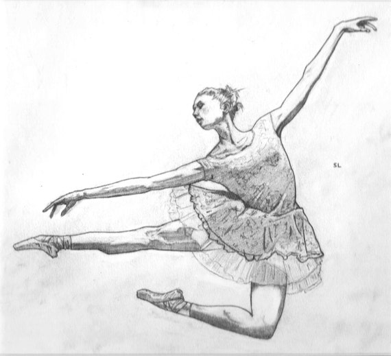 Items similar to Ballet Dancer (ORIGINAL) Figure Study Graphite Pencil