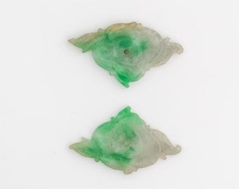 Antique 1890s Matching Carved Jade Pieces with Holes, VJ #404