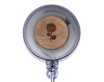 Sunflower Badge Holder with Retractable Reel, Badge Holder, Personalized Badge Holder, Corporate Gifts