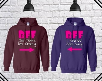 BFF Lei Pensa Im Pazzo Amici Corrispondenza Felpa Con Cappuccio - Foto 9