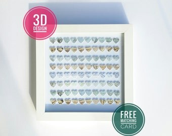 Eternal Love. hearts paper decoupage art, luxury heart display box frame wall art home decor paper gift handmade 3d effect hearts gift