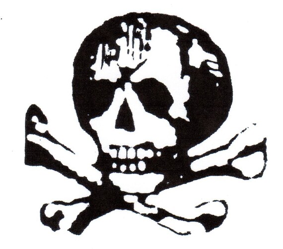Skull & Crossbones Red Rubber Stamp-LARGE-Original design