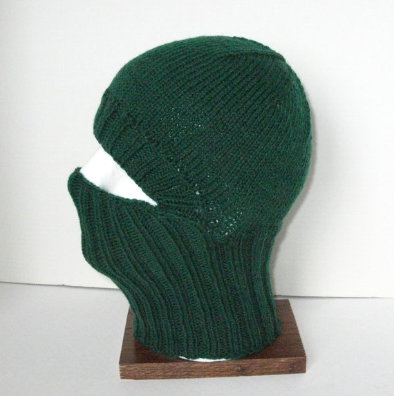 Green Knit Helmet Liner Balaclava or Ski Mask