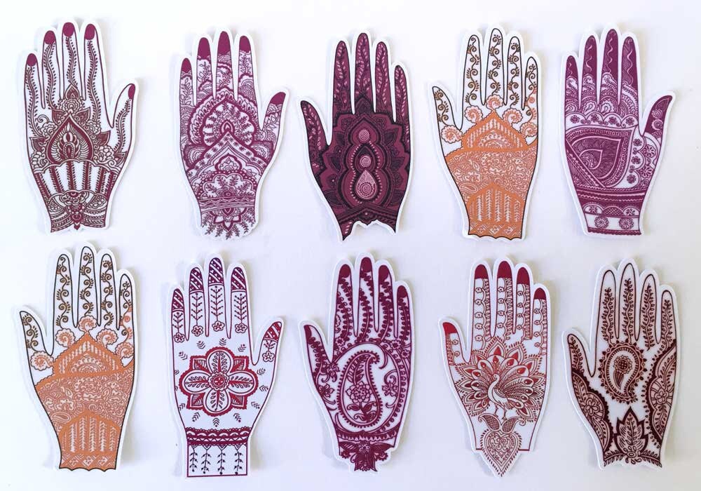 Henna Hand Mehndi Tattoo Stickers Seals Labels Set by FavorFavour