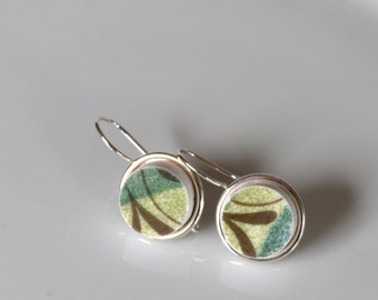 Simple Circle Broken China Earrings - Green