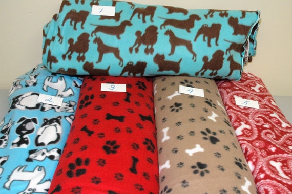 Fleece fabric by the yard dog fleece assorted by DreamersStudio