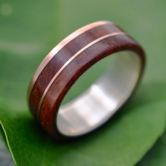 Rose Gold and Silver Un Lado Asi Wood Ring ecofriendly 14k