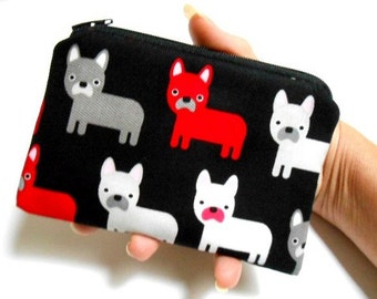 Little Zipper Pouch Coin Purse ECO Friendly Padded NEW Frenchie Pups