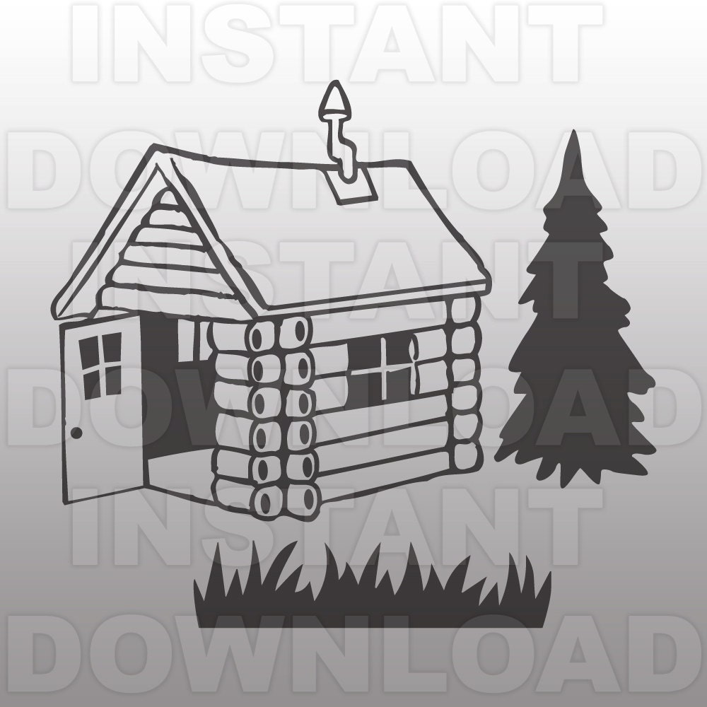 Log Cabin SVG File-Cutting Template-Vector Clip Art for