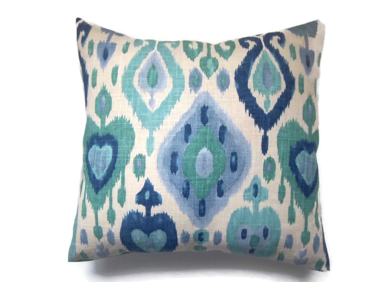 with pillow cover insert Decorative Design Periwinkle Ikat Navy Teal Pillow Cover Blue