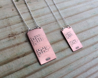 CUSTOM personalized Morse code necklace in copper and sterling silver | custom gift for him or her | Graduation