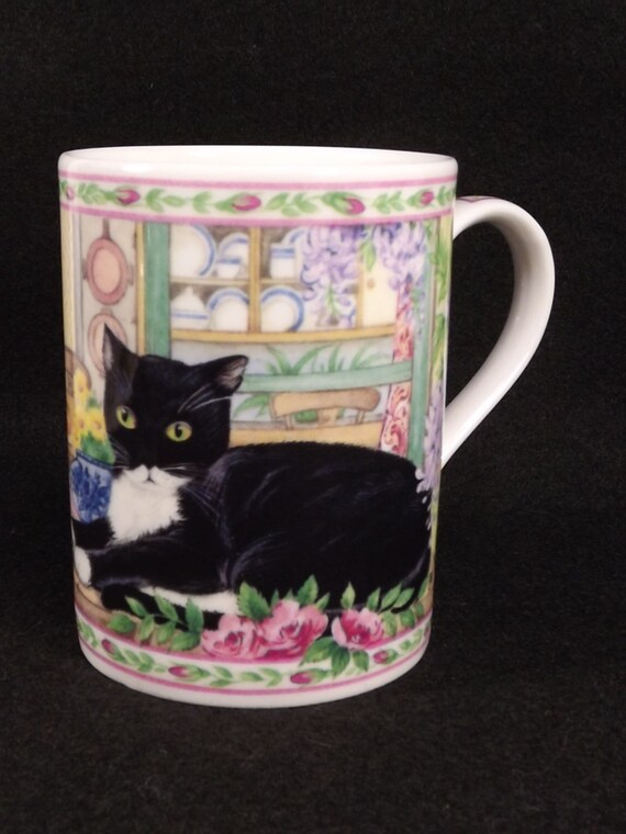 Churchill Queen's Black Cozy Cats Fine Bone China Coffee