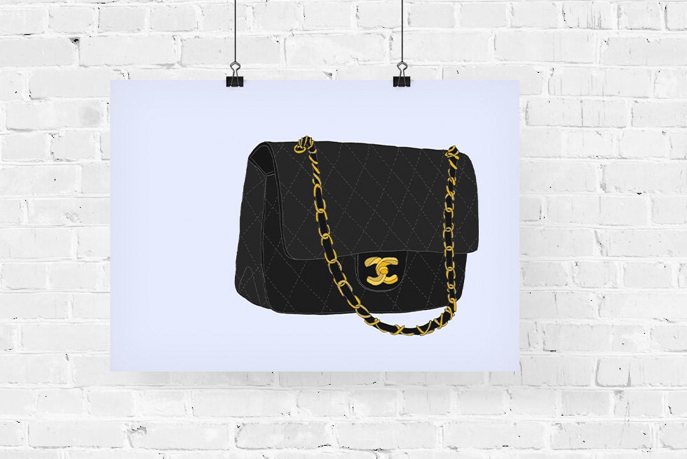 Chanel 2.55 Flap Bag Fashion Illustration Art Print