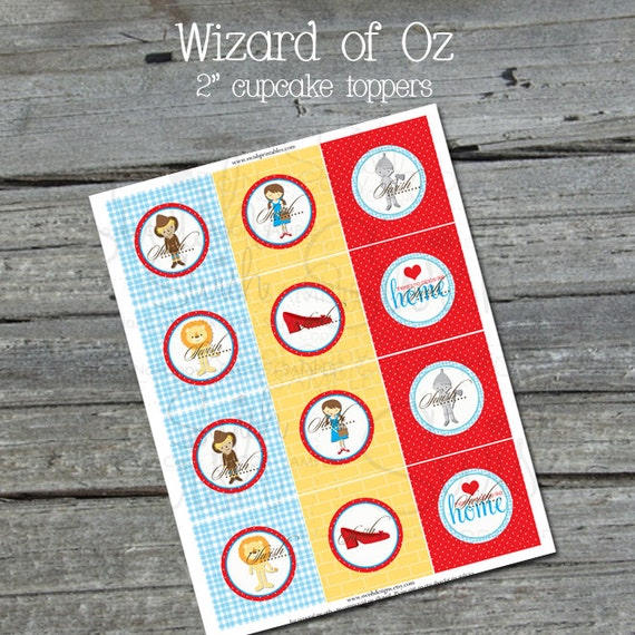 Wizard of Oz themed 2" cupcake toppers - digital - printable - diy Il_570xn