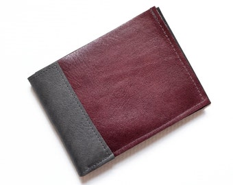 Mens Wallet, Bifold Leather Wallet, Mens Gift, Slim Leather Bifold, Personalized Wallet - The Frankie Wallet in Burgundy