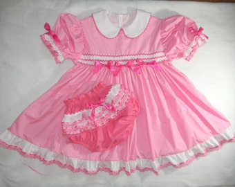Adult Baby Sissy Littles Embroidered Baby Girl Pink Dress