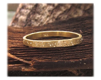 Gold Wedding Band, Gold Wedding Ring, Gold Sparkle Ring, Organic Wedding Band, Gold Stack Band, 14k or 18k, Yellow also available in 22k