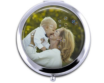 Personalized photo Compact Mirror , Mother's day gift, custom picture mirror, Purse Mirror, bridesmaid gift, make up mirror