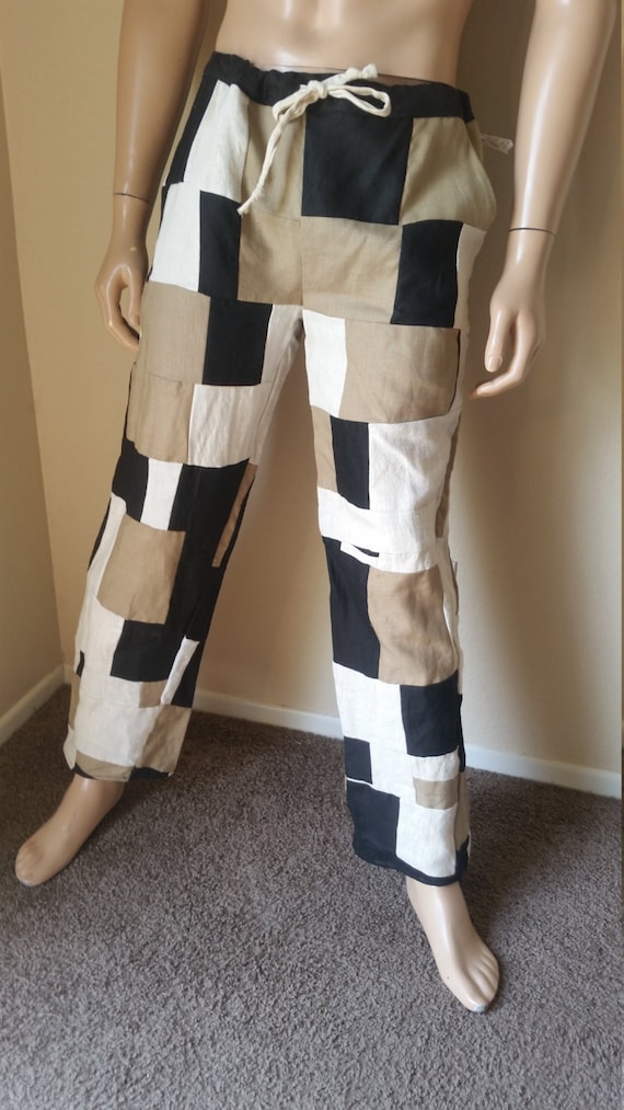 patchwork pants mens