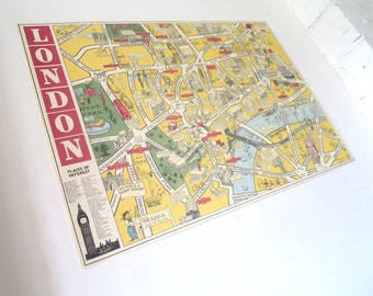 Vintage Style London Tourist Map Ephemera Poster Decorative Wrap and Craft Paper by Cavallini