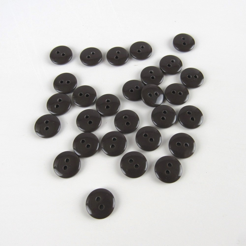 Plain Gloss Dark Brown Buttons 11mm 24 pieces from Overspill on Etsy Studio