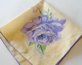 Vintage Yellow Floral Handkerchief