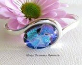 Dichroic Glass Cuff Bracelet – Fused Glass Bangle Bracelet - Opalescent Shades of Ocean Blues - Hawaii Glass Jewelry Dichroic Glass Cuff Bracelet – Fused Glass Bangle Bracelet - Opalescent Shades of Ocean Blues - Hawaii Glass Jewelry