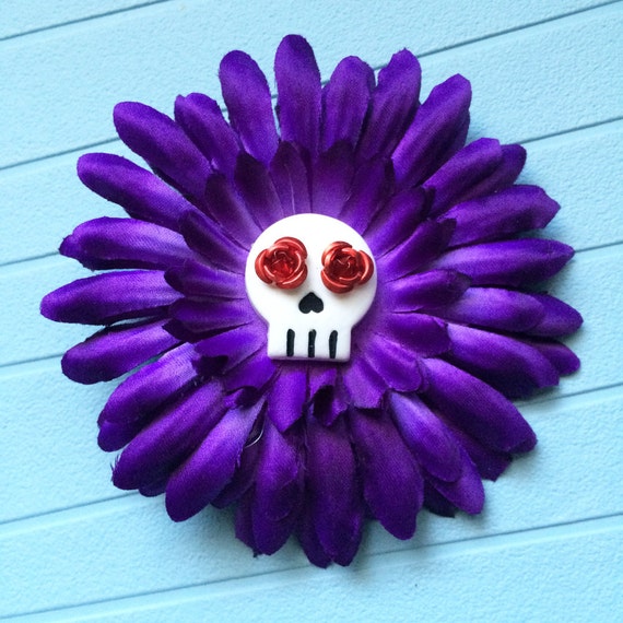 Day of the Dead Purple Hair Flower by koffinkitten on Etsy