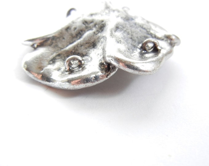 Antique Silver-tone Flower Slide Charm with Two Double Links