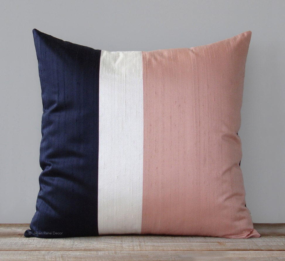 cover pillow a 20x20 Cream Blush Pillow Silk Colorblock Pink 20x20 Cover Navy