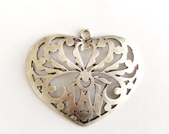 1 pc Matte Silver Plated Base Heart Pendant - Heart 75x65mm-(404-031SP)