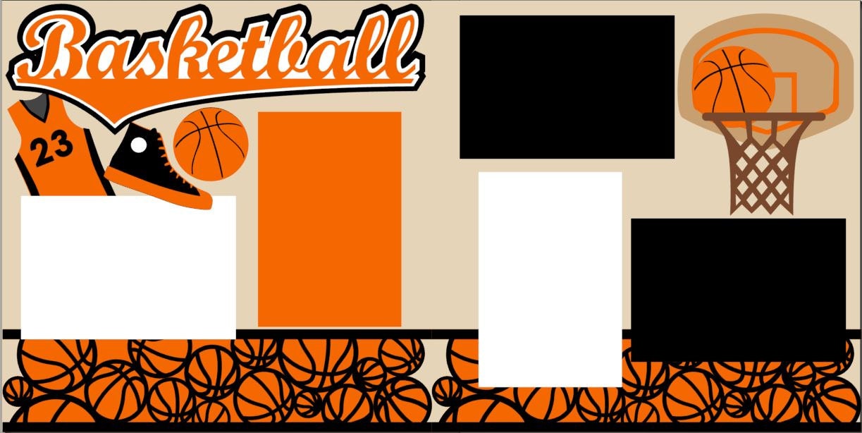 Basketball 2page 12X12 Scrapbook Page Kit or Premade Layout