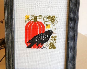 Crow cross stitch | Etsy