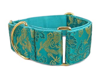 Martingale Dog Collar - Greyhound Dog Collar - Large Dog Collar - Fancy Dog Collar - Green Dog Collar - 2 inch Martingale Collar