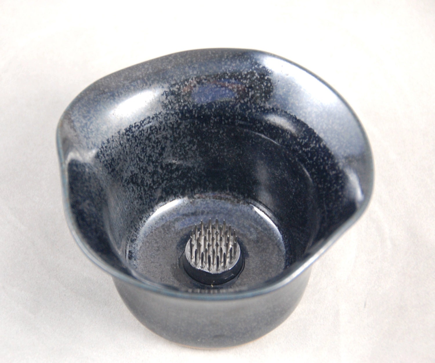 Vase Ikebana Style Bud Vase in Black Lapis with Flower Petal